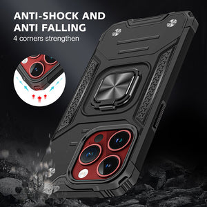 2025 Silicone Shockproof Phone Case with Ring Stand for iPhone 15 Plus Pro Max