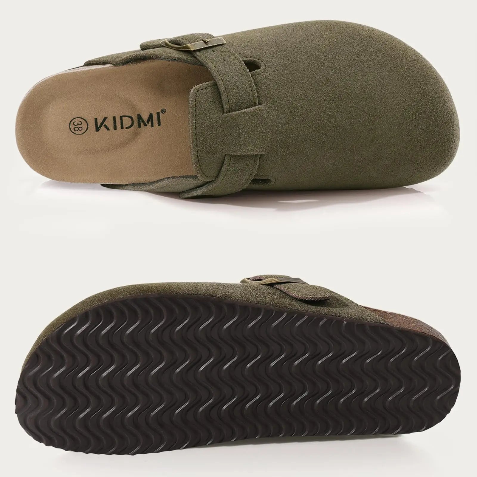 Kiyo tamancos de camurça para mulheres homens mules sandálias de cortiça com suporte de arco moda antiderrapante chinelos de praia ao ar livre sapatos para casa