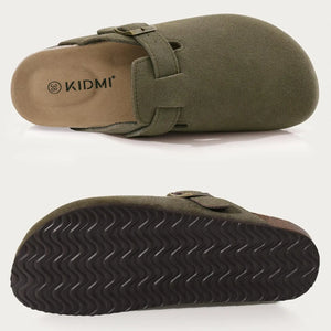 Kiyo tamancos de camurça para mulheres homens mules sandálias de cortiça com suporte de arco moda antiderrapante chinelos de praia ao ar livre sapatos para casa