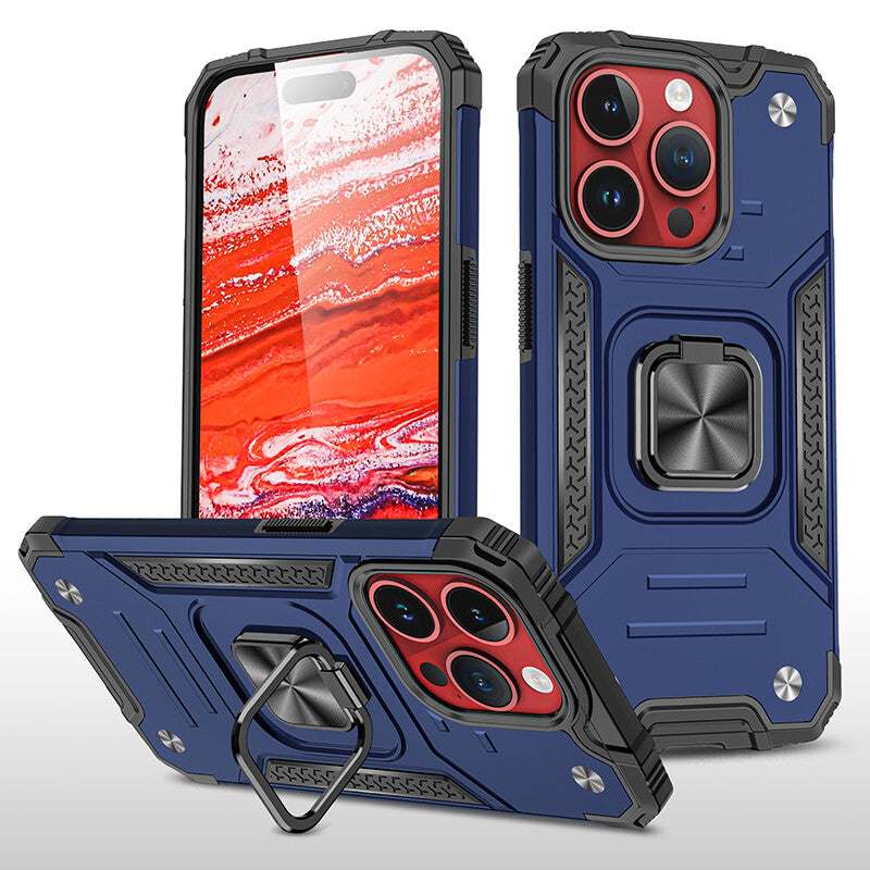 2025 Silicone Shockproof Phone Case with Ring Stand for iPhone 15 Plus Pro Max