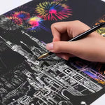 Load image into Gallery viewer, R-SP001-037 Rainbow Scraping Scratch Art Paper Magic Creative Colorful Card Drawing DIY Scratch Painting
