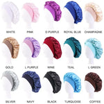 Load image into Gallery viewer, New Women&#39;s Satin Solid Wide-brimmed Sleeping Hat Unisex Head Wrap Elastic Band Cap Hair Care Bonnet Night Hat bonnet de nuit
