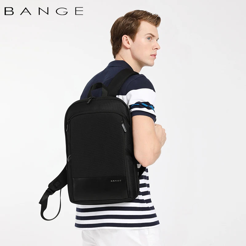 BANGE Men Business Waterproof 15.6" Laptop Backpack Fashion Male Classic Fashion Travel Moto&Biker Light Scalable Shoulder Bags