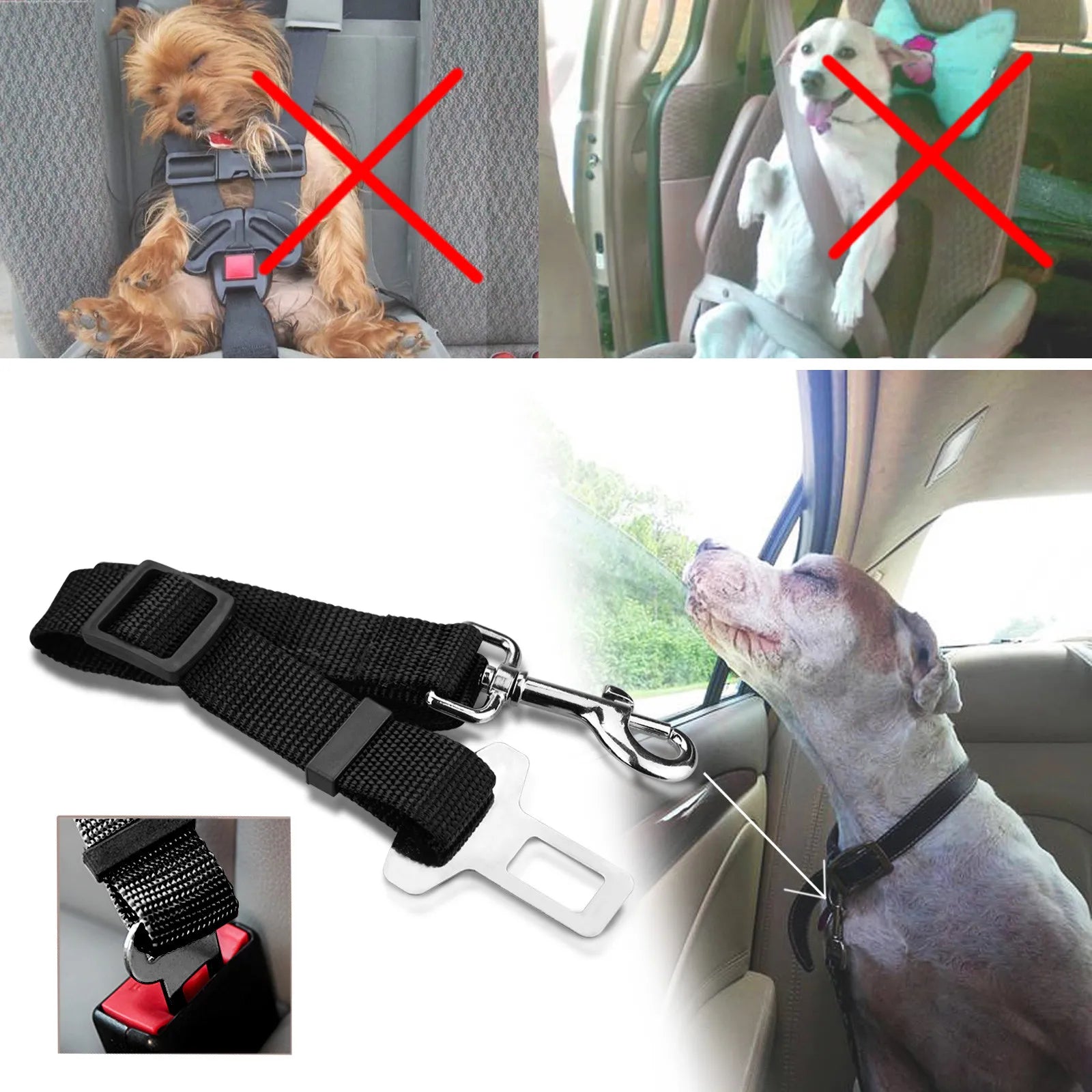 Dog Pet Safety Seat belt Clip for Car Vehicle Belt Clips Seatbelt Harness Lead