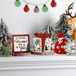 Load image into Gallery viewer, Christmas Tiered Tray Set Wooden Decoration Set Farmhouse Christmas Decor Bell Coffee Cup Snowflake Cookie Wooden Signs
