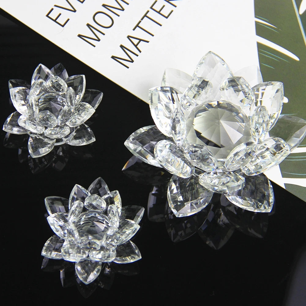 Crystal Lotus Flower Paperweight