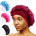 Load image into Gallery viewer, New Women&#39;s Satin Solid Wide-brimmed Sleeping Hat Unisex Head Wrap Elastic Band Cap Hair Care Bonnet Night Hat bonnet de nuit
