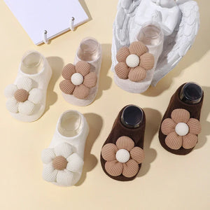 Newborn Accessories Baby Girls Socks Cute Flowers Toddler Princess Anti-skid Leather Soles Infant Floral Gifts Baby Socks Girl