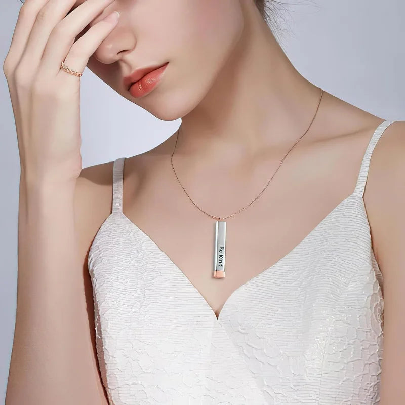 Be Kind of A B Necklaces for Women, Hidden Message, Best Friends Sorority Sisters Friendship Jewelry Gift, Square Tube Pendant