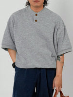 Load image into Gallery viewer, Men Half Button Drop Shoulder Polo Shirt
