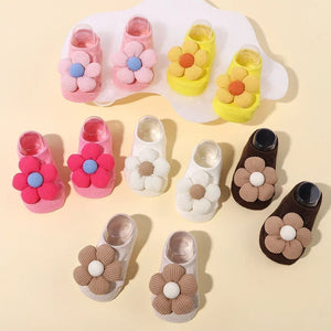 Newborn Accessories Baby Girls Socks Cute Flowers Toddler Princess Anti-skid Leather Soles Infant Floral Gifts Baby Socks Girl