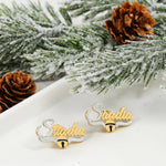 Load image into Gallery viewer, New Customized Christmas Gift Name Studs Gold Plated Two Tones Personalized Name Studs Earrings With Christmas Bell For Women
