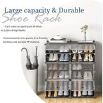 Load image into Gallery viewer, 72 Pairs Shoe Organizer Expandable Storage Cabinet Narrow Standing Stackable Space Saver Rack for Entryway, Closet with Hook
