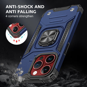 2025 Silicone Shockproof Phone Case with Ring Stand for iPhone 15 Plus Pro Max