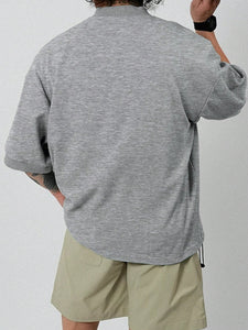 Men Half Button Drop Shoulder Polo Shirt