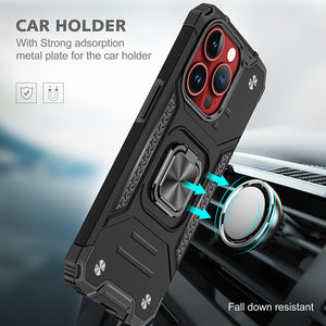 2025 Silicone Shockproof Phone Case with Ring Stand for iPhone 15 Plus Pro Max