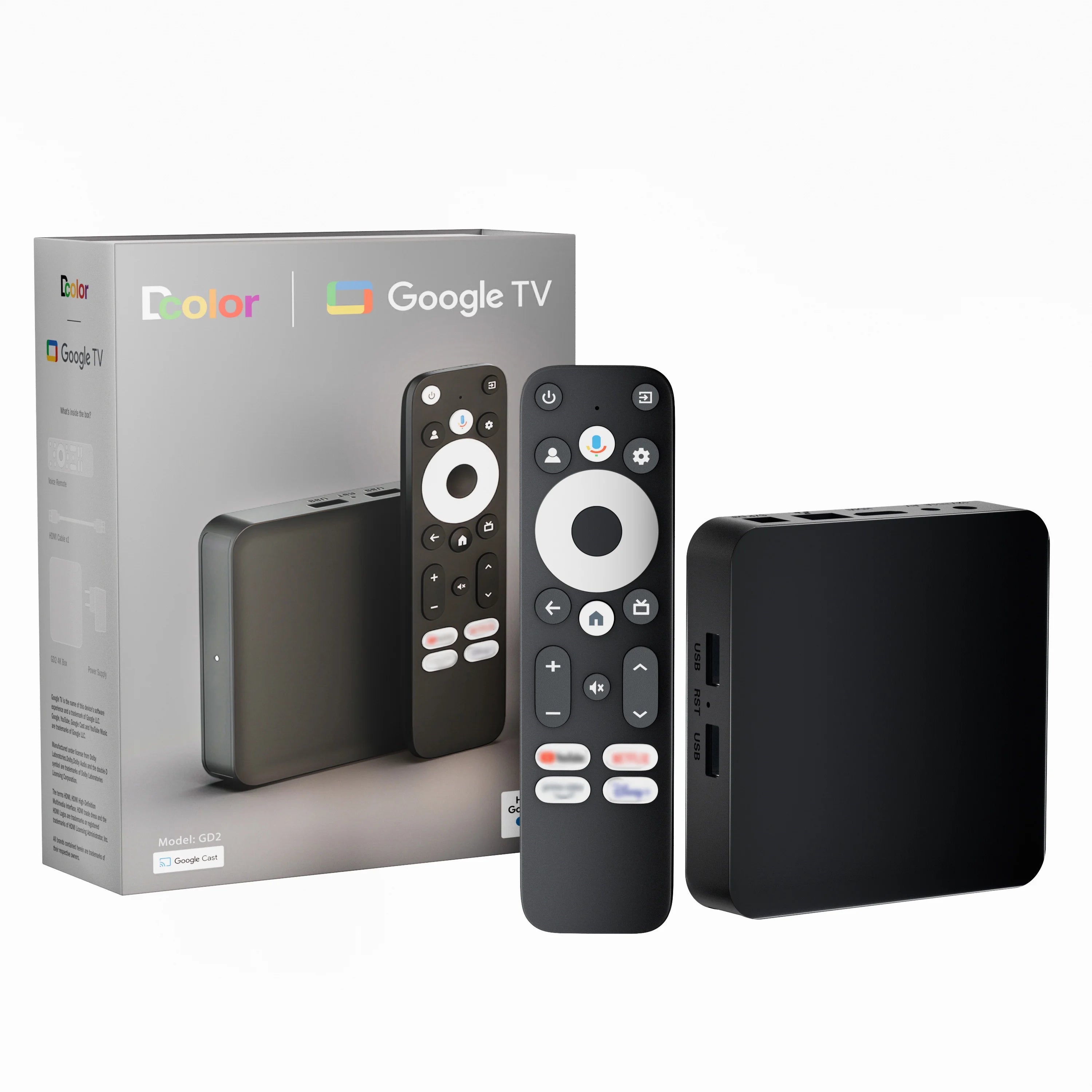 Dcolor GD2 4K Google TV Box Android 12 5G Wi-Fi Dolby Atmos Google Assistant Integrated