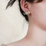 Load image into Gallery viewer, New Customized Christmas Gift Name Studs Gold Plated Two Tones Personalized Name Studs Earrings With Christmas Bell For Women
