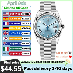 PAGANI DESIGN 2025 New DD36 Men's Watches Top brand Luxury Mechanical Automatic Watch Men AR Sapphire Wristwatch Men 10Bar ST16