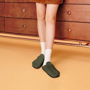 Kiyo tamancos de camurça para mulheres homens mules sandálias de cortiça com suporte de arco moda antiderrapante chinelos de praia ao ar livre sapatos para casa