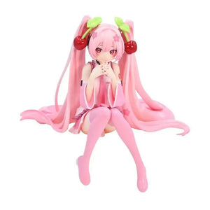 Figurine de Dessin Animé Hatsune Ata ku en PVC, Robe Rose, Posture Assise, Modèle de Jouets d'Action, Aucune Fleur de Cerisier Rose, Décoration, Cadeaux à Collectionner