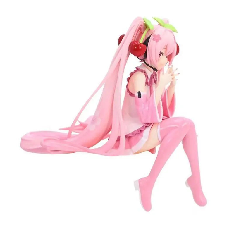 Figurine de Dessin Animé Hatsune Ata ku en PVC, Robe Rose, Posture Assise, Modèle de Jouets d'Action, Aucune Fleur de Cerisier Rose, Décoration, Cadeaux à Collectionner