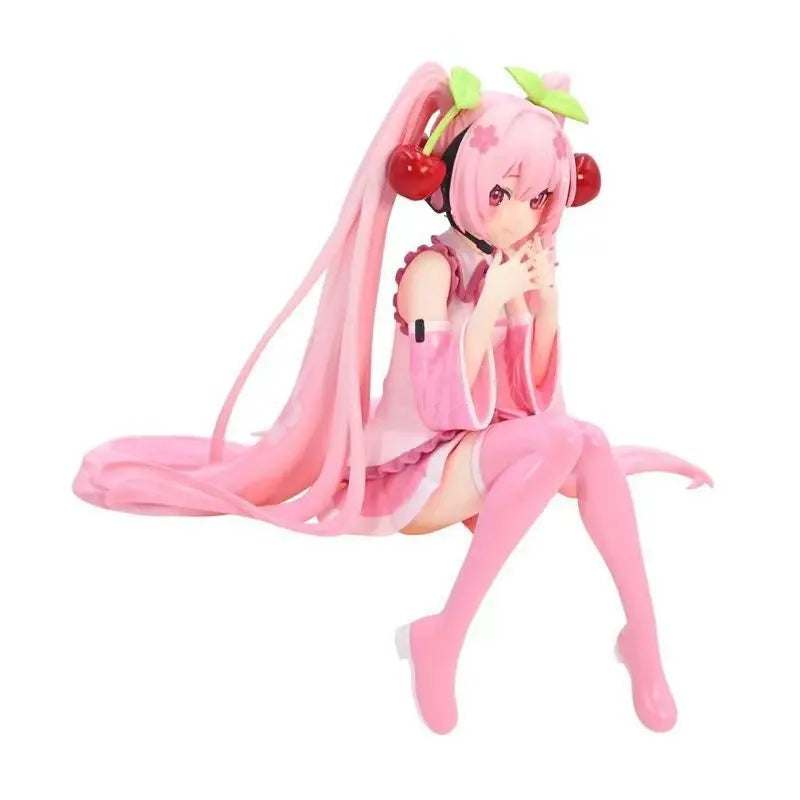 Figurine de Dessin Animé Hatsune Ata ku en PVC, Robe Rose, Posture Assise, Modèle de Jouets d'Action, Aucune Fleur de Cerisier Rose, Décoration, Cadeaux à Collectionner