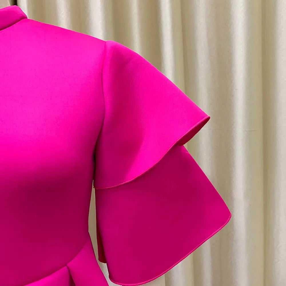 Double Layer Ruffle Sleeve Evening Dresses 2022 Summer Large Swing Party Dress Elegant Casual Dresses