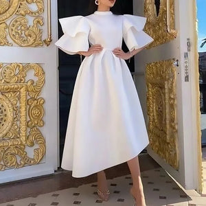 Double Layer Ruffle Sleeve Evening Dresses 2022 Summer Large Swing Party Dress Elegant Casual Dresses