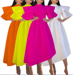 Load image into Gallery viewer, Double Layer Ruffle Sleeve Evening Dresses 2022 Summer Large Swing Party Dress Elegant Casual Dresses
