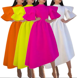 Double Layer Ruffle Sleeve Evening Dresses 2022 Summer Large Swing Party Dress Elegant Casual Dresses