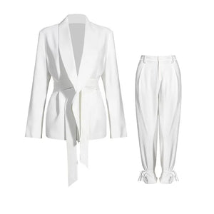 OUDINA Best Sale Fashion Solid Color Casual Two Piece Blazer Suits Blazers Ladies 2 Piece Pant Set Women