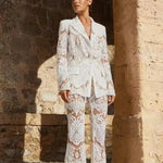 Load image into Gallery viewer, 2024 New Arrivals Spring Women&#39;s Suits High Quality Luxury Lace Hollow Out Casual Pants Suit Set
