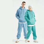 Load image into Gallery viewer, High Quality Unisex 2piece Casual Solid custom logo 345g Plus Size hoodies and sweat pants set cotton stacked for men
