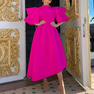 Double Layer Ruffle Sleeve Evening Dresses 2022 Summer Large Swing Party Dress Elegant Casual Dresses
