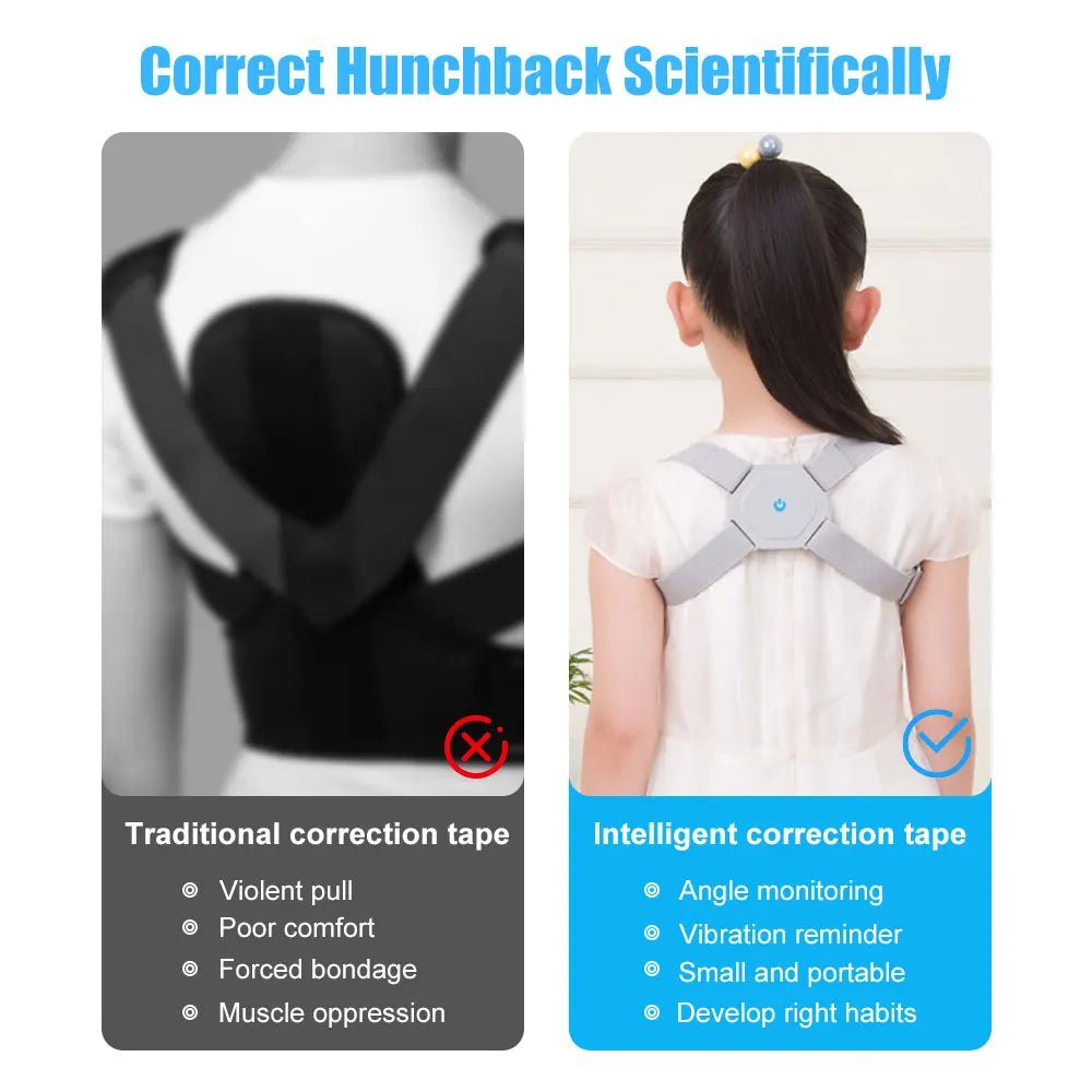 Intelligent Posture Corrector Back Posture Trainer Clavicle Spine Shoulder Correction Smart Tips Adjustable Length Back Support