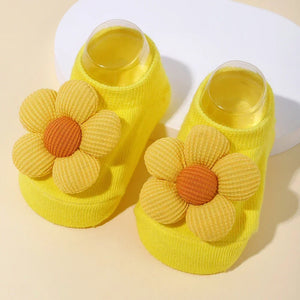 Newborn Accessories Baby Girls Socks Cute Flowers Toddler Princess Anti-skid Leather Soles Infant Floral Gifts Baby Socks Girl