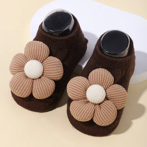 Newborn Accessories Baby Girls Socks Cute Flowers Toddler Princess Anti-skid Leather Soles Infant Floral Gifts Baby Socks Girl