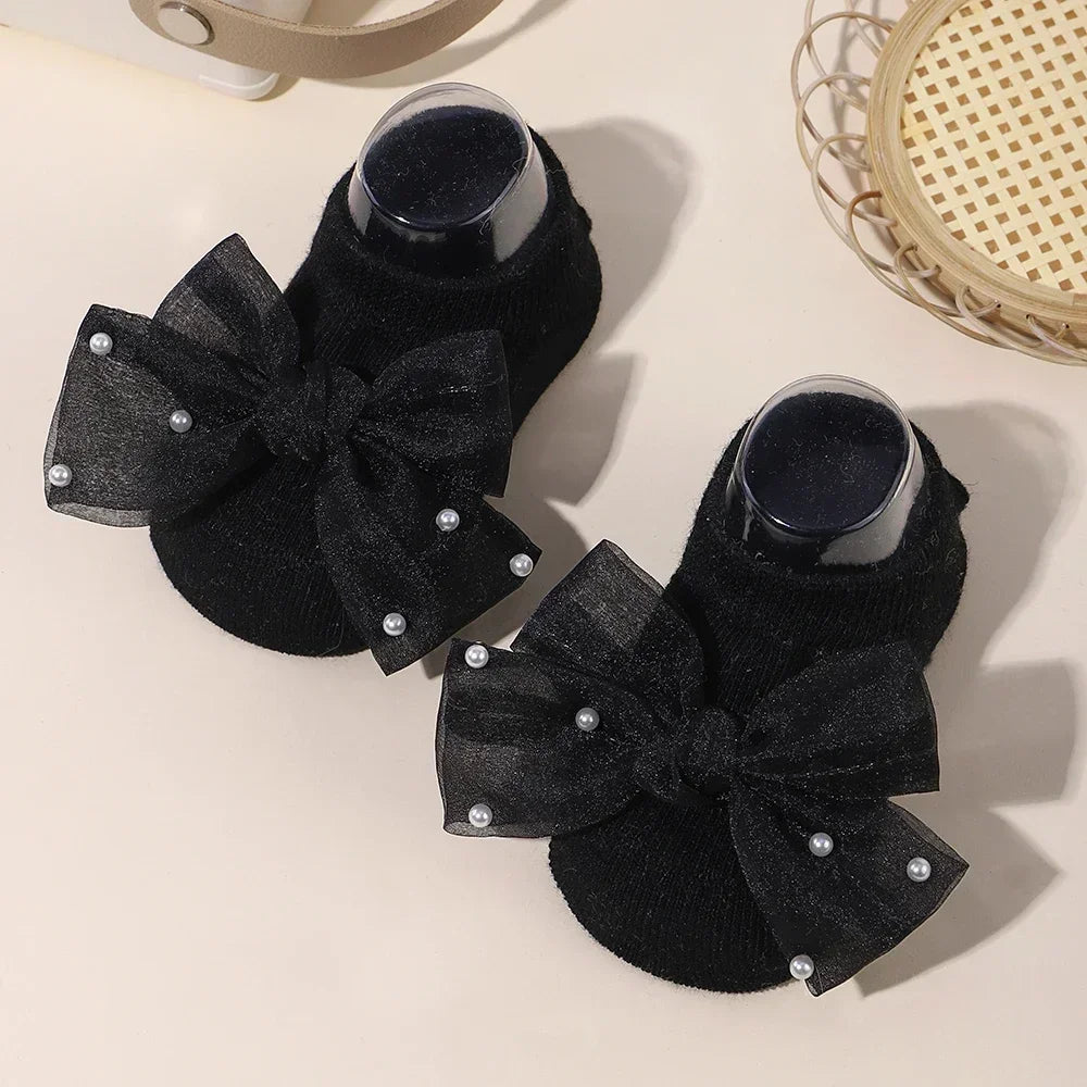 Newborn Accessories Baby Girls Socks Cute Flowers Toddler Princess Anti-skid Leather Soles Infant Floral Gifts Baby Socks Girl