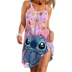 Load image into Gallery viewer, New Summer Girls Disney Stitch Women Fashion Sling Dress Women Sexy Loose Seaside Beach Clothing Cool Sleeveless Dress Quick Dry
