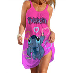 Load image into Gallery viewer, New Summer Girls Disney Stitch Women Fashion Sling Dress Women Sexy Loose Seaside Beach Clothing Cool Sleeveless Dress Quick Dry
