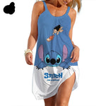 Load image into Gallery viewer, New Summer Girls Disney Stitch Women Fashion Sling Dress Women Sexy Loose Seaside Beach Clothing Cool Sleeveless Dress Quick Dry
