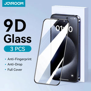 Joyroom 1/2/3pcs HD Glass Screen Protector for iPhone 15 14 13 12 11 Pro Max Full Screen Tempered Glass Protection for iPhone 15