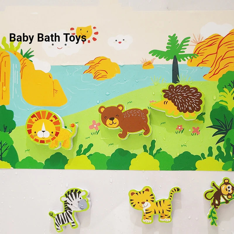 Soft EVA Paste Early Educational DIY Puzzle Toys Animal Sticker Bath Floating Bathtub Traffic Baby Bathroom Toys for Babies Gift