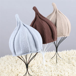 Warm Flower Cap Pointed Adult Knitted Solid Color Twisted Woman Winter Hat