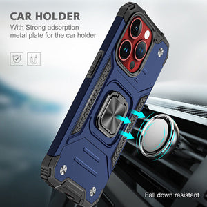2025 Silicone Shockproof Phone Case with Ring Stand for iPhone 15 Plus Pro Max