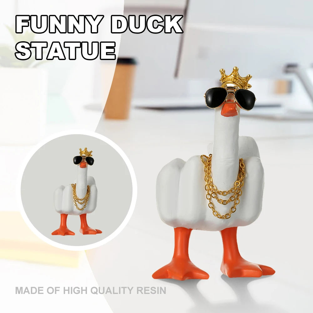 New Duck Funny Creative Middle Finger Ducks Home Decoration Statue Resin Craft Garden Courtyard and Micro Landscape Figurines