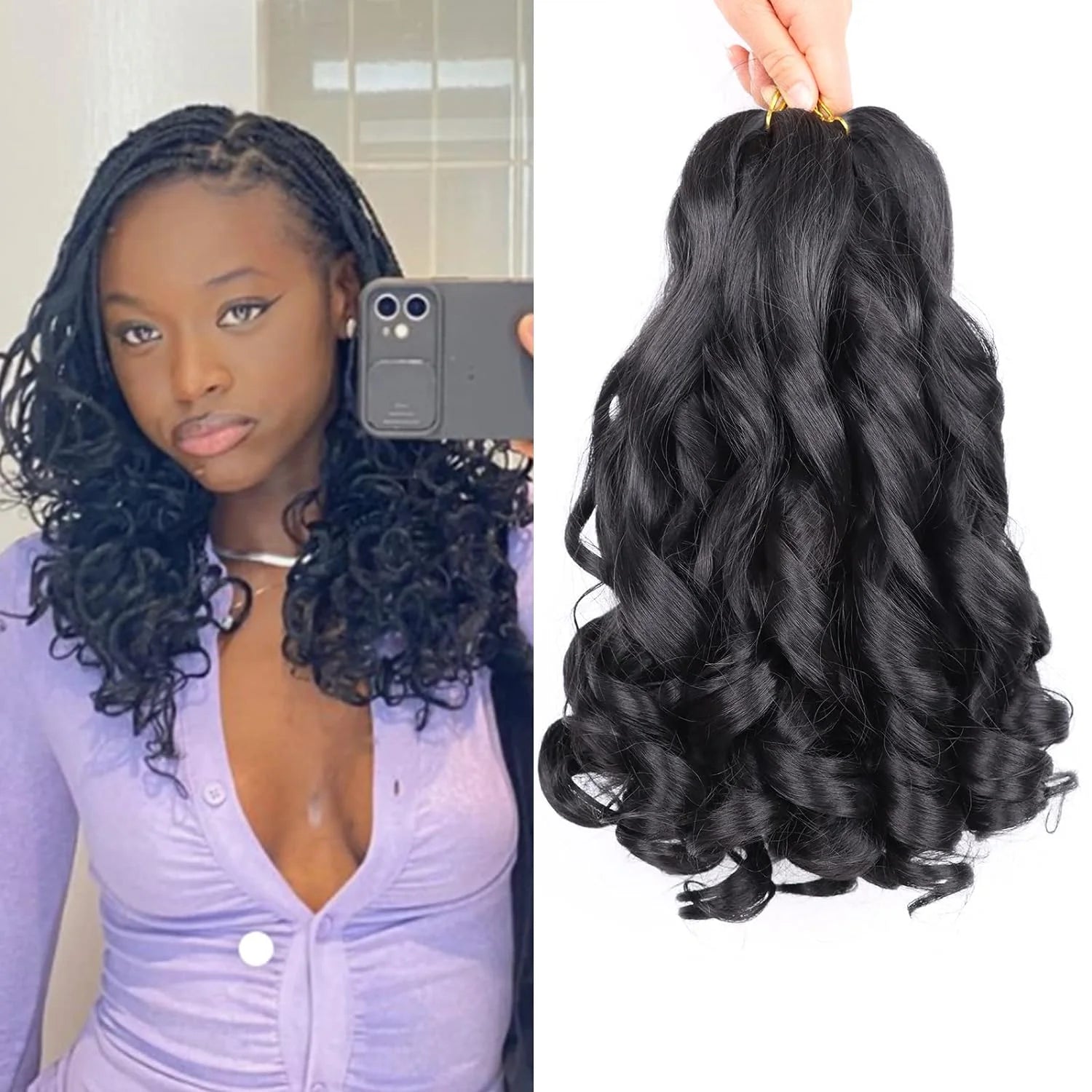 French Curls Braiding Hair14Inch Synthetic Spiral Curls Braids Hair Extensions For Women Pre Stretched Loose Wave Braiding Hair