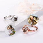 Load image into Gallery viewer, Dascusto New Ring Custom Adjustable Photo Projection Ring 925 Silver Four-Leaf Clover Personalized Picture Rings For Women Gift
