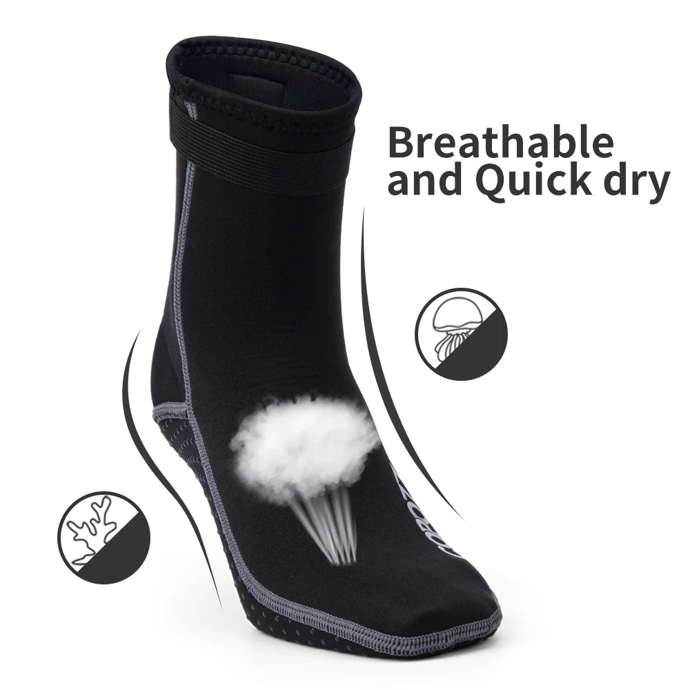Copozz 3mm Diving Neoprene Socks Boots Water Shoes Anti Slip Beach Warm Wetsuit Shoes Snorkel Surfing Swim Socks for Men Women